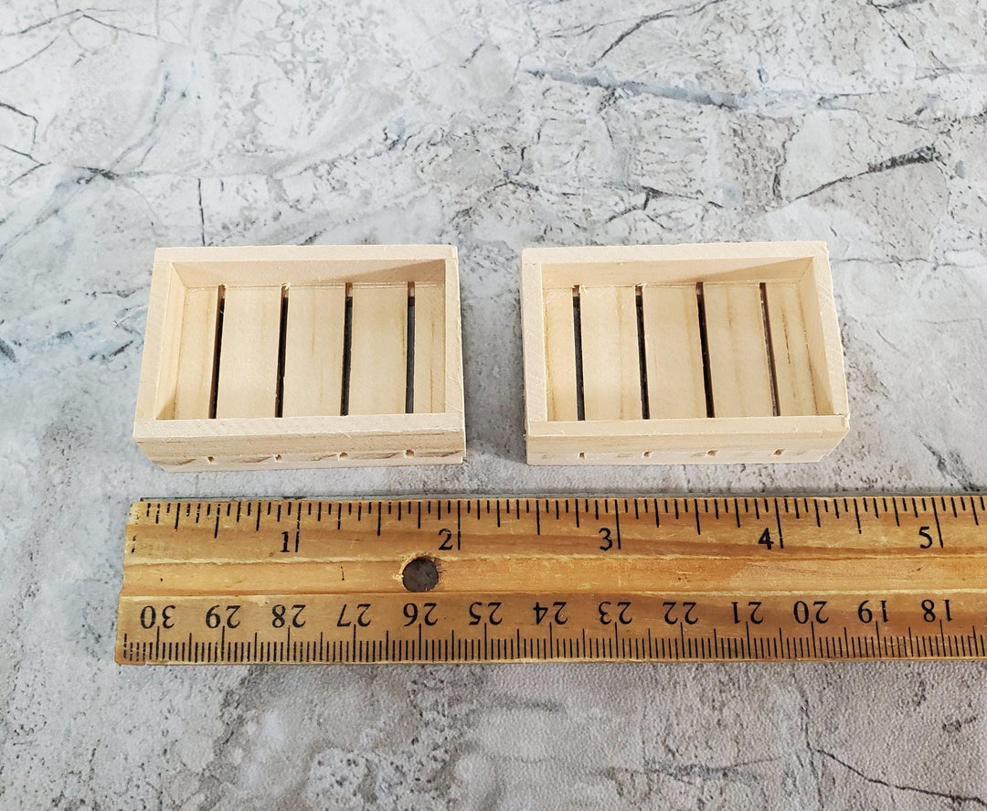 Miniature Wood Crates for Fruits or Vegetables x2 Small 1:12 Scale Dollhouse - Miniature Crush