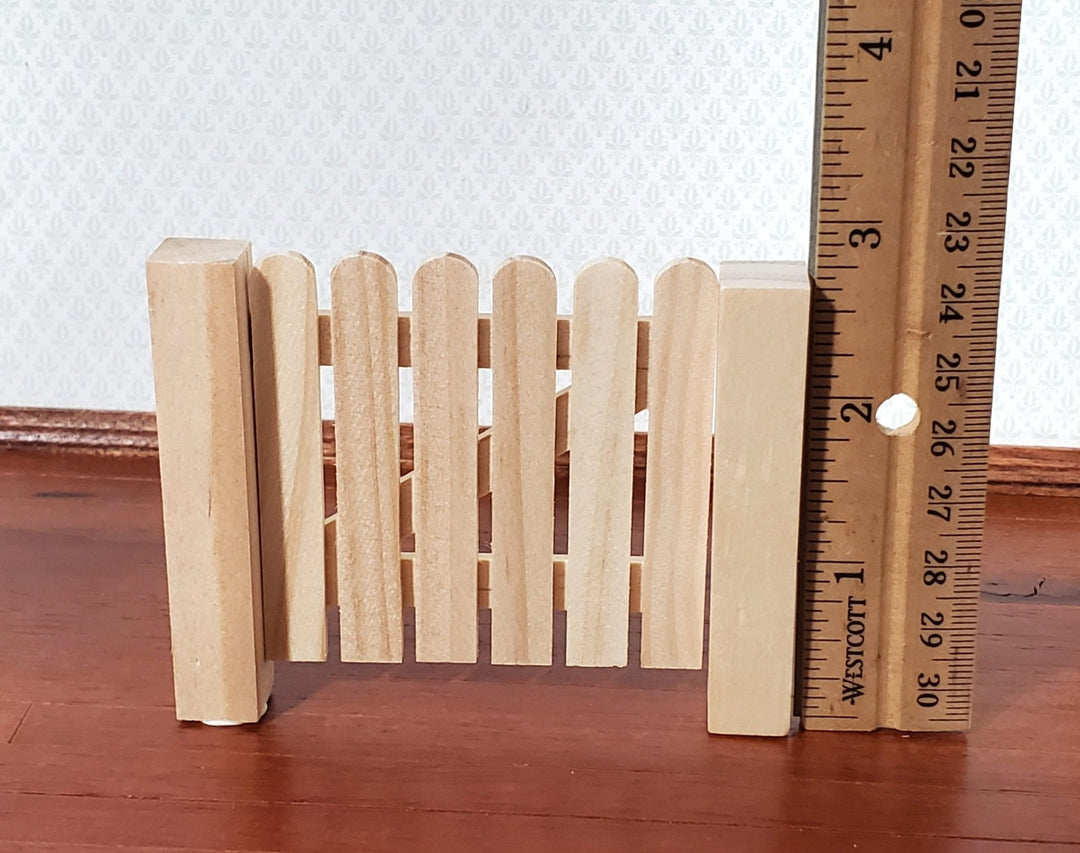 Miniature Wood Fence Gate Opening Door Unpainted Wood 1:12 Scale Dollhouse Fairy Garden - Miniature Crush