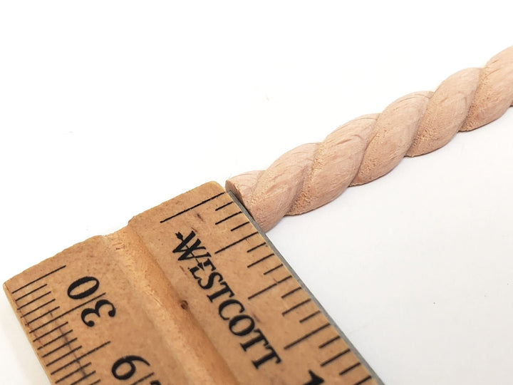 Miniature Wood Trim Flat Back Rope Style Relief Molding 5/16" x 18" Dollhouse Ceilings Walls - Miniature Crush