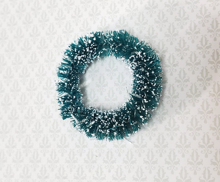 Miniature Wreath Green with Frosted Snow Christmas 1:12 Scale Dollhouse - Miniature Crush