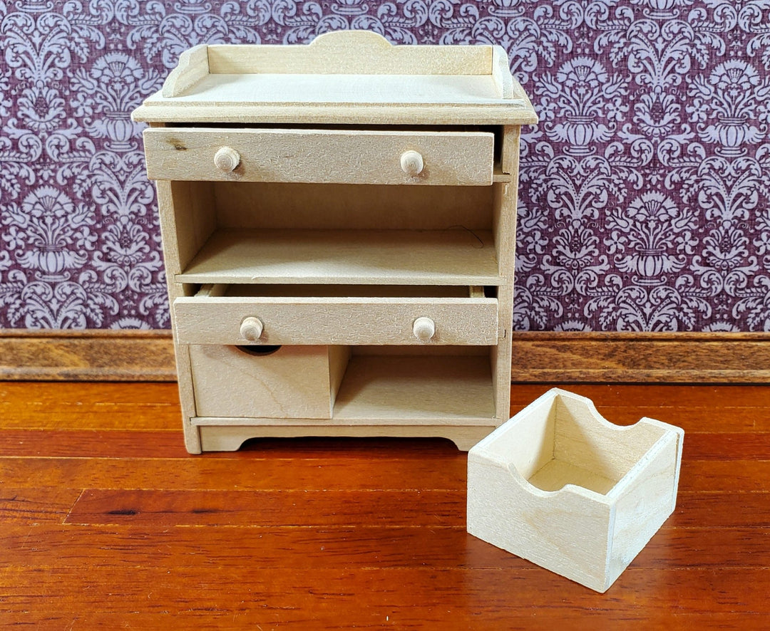 Modern Dollhouse Changing Table Unpainted Wood 1:12 Scale Nursery Room Furniture - Miniature Crush