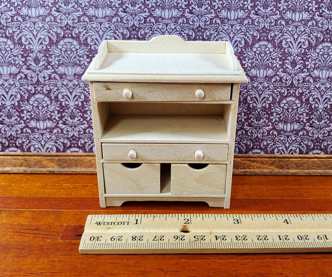 Modern Dollhouse Changing Table Unpainted Wood 1:12 Scale Nursery Room Furniture - Miniature Crush