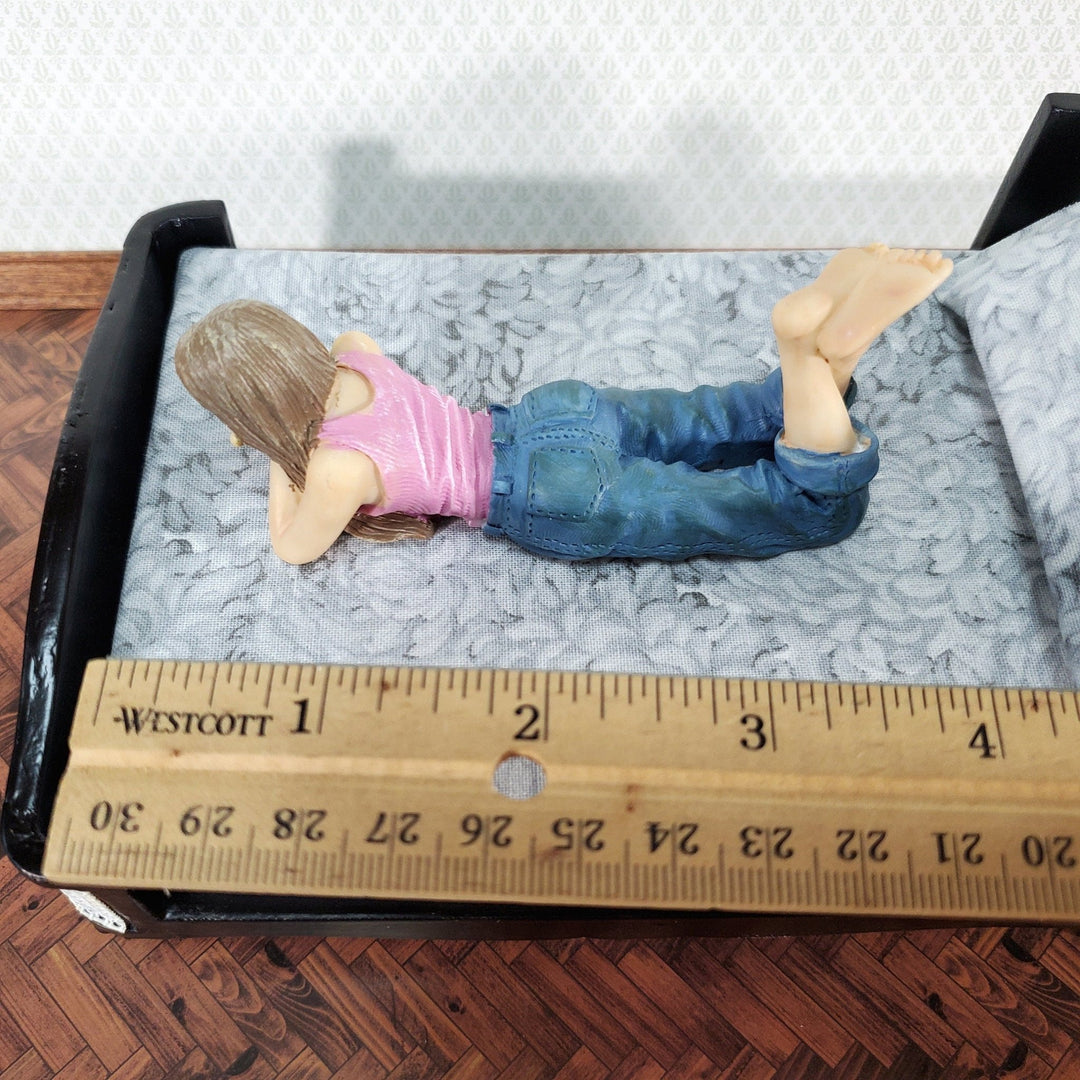 Modern Dollhouse Doll Teenager Teen Girl Daughter Resin Laying Down 1:12 Scale Family - Miniature Crush