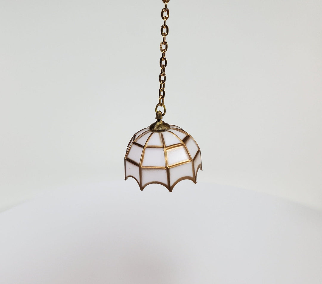 NON-Working Dollhouse Ceiling Light White with Bronze Accents 1:12 Scale Miniature - Miniature Crush