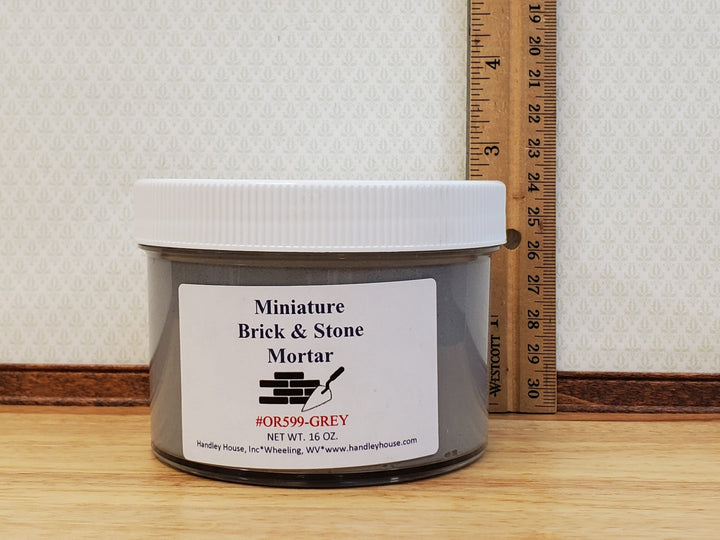 Pre Mixed Mortar Grout Mix for Dollhouse Miniature Bricks Stone Tile Gray 16 oz - Miniature Crush