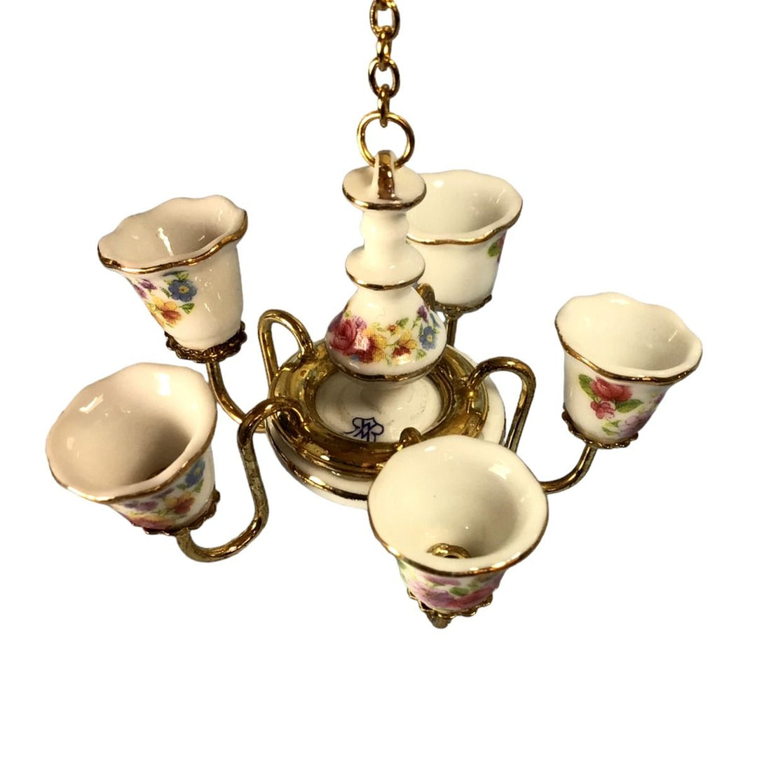 Reutter Porcelain Chandelier Non-Working Dresden Rose Design 1:12 Scale Miniature - Miniature Crush