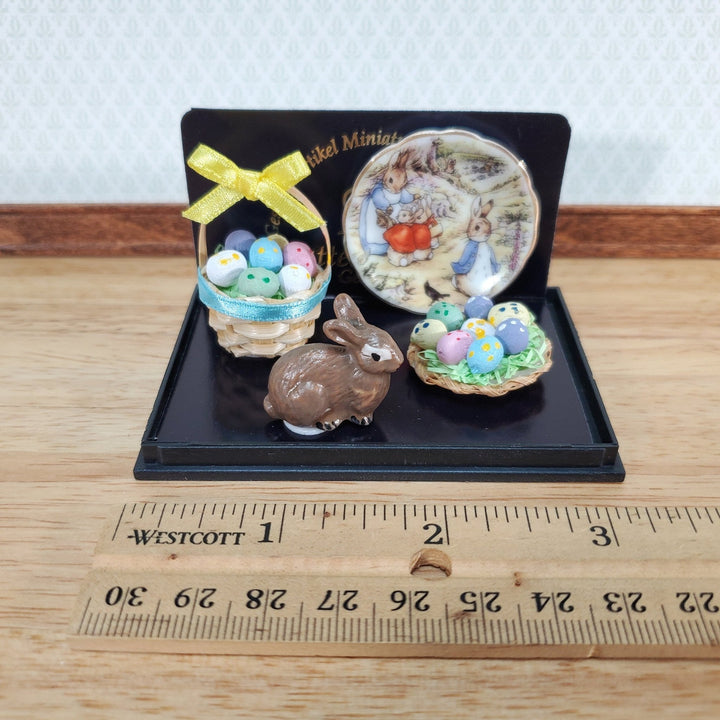 Reutter Porcelain Miniature Peter Rabbit Deluxe Easter Set Eggs Basket Bunny Tray 1:12 Scale - Miniature Crush
