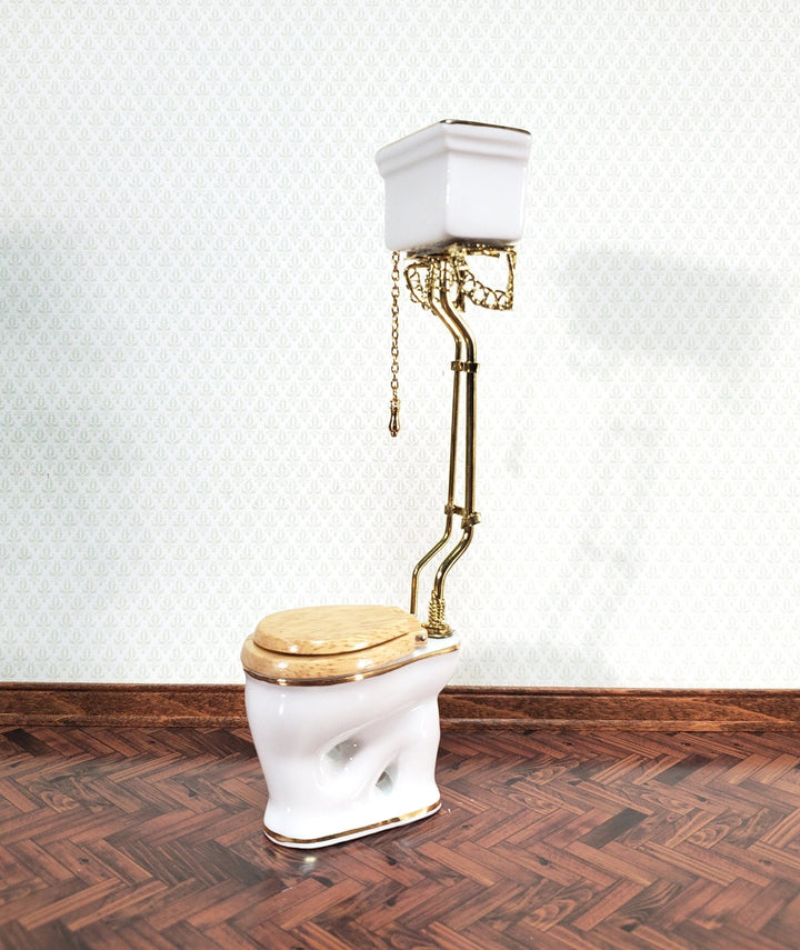 Reutter's Dollhouse Toilet High Tank Vintage Style Porcelain 1:12 Scale Bathroom Miniature - Miniature Crush