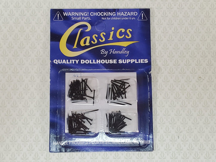 Small Black Nails Brads Thin 3/8" Long Pack of 100 Dollhouse Miniatures Hardware - Miniature Crush