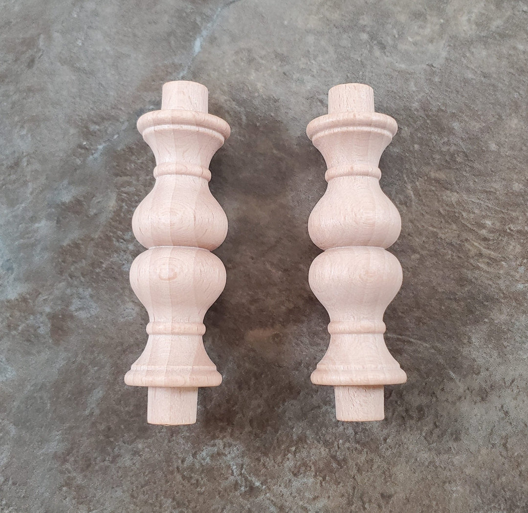 Spindles Fancy Dowels Set of 2 Wood Pieces 1 15/16" Tall DIY Miniature Tables - Miniature Crush