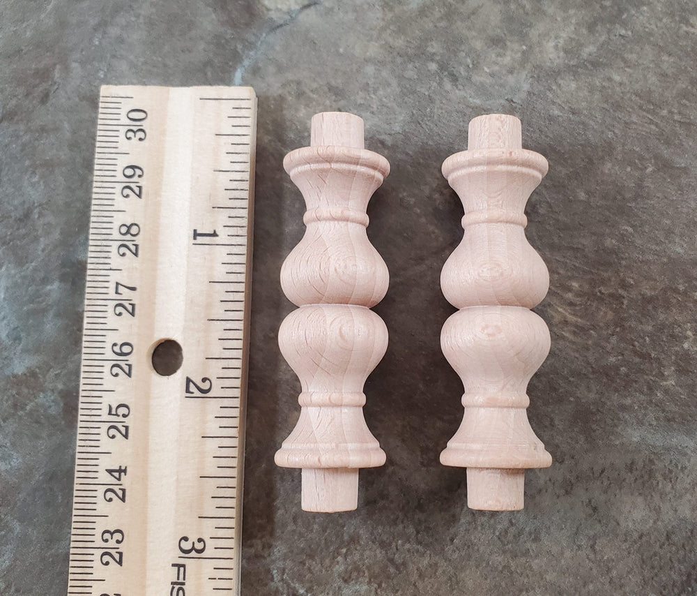 Spindles Fancy Dowels Set of 2 Wood Pieces 1 15/16" Tall DIY Miniature Tables - Miniature Crush