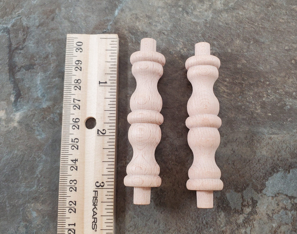 Spindles Fancy Dowels Set of 2 Wood Pieces 2 9/16" Tall DIY Miniature Tables - Miniature Crush