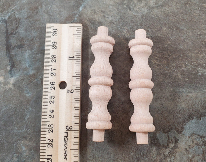 Spindles Fancy Dowels Set of 2 Wood Pieces 2 9/16" Tall DIY Miniature Tables - Miniature Crush