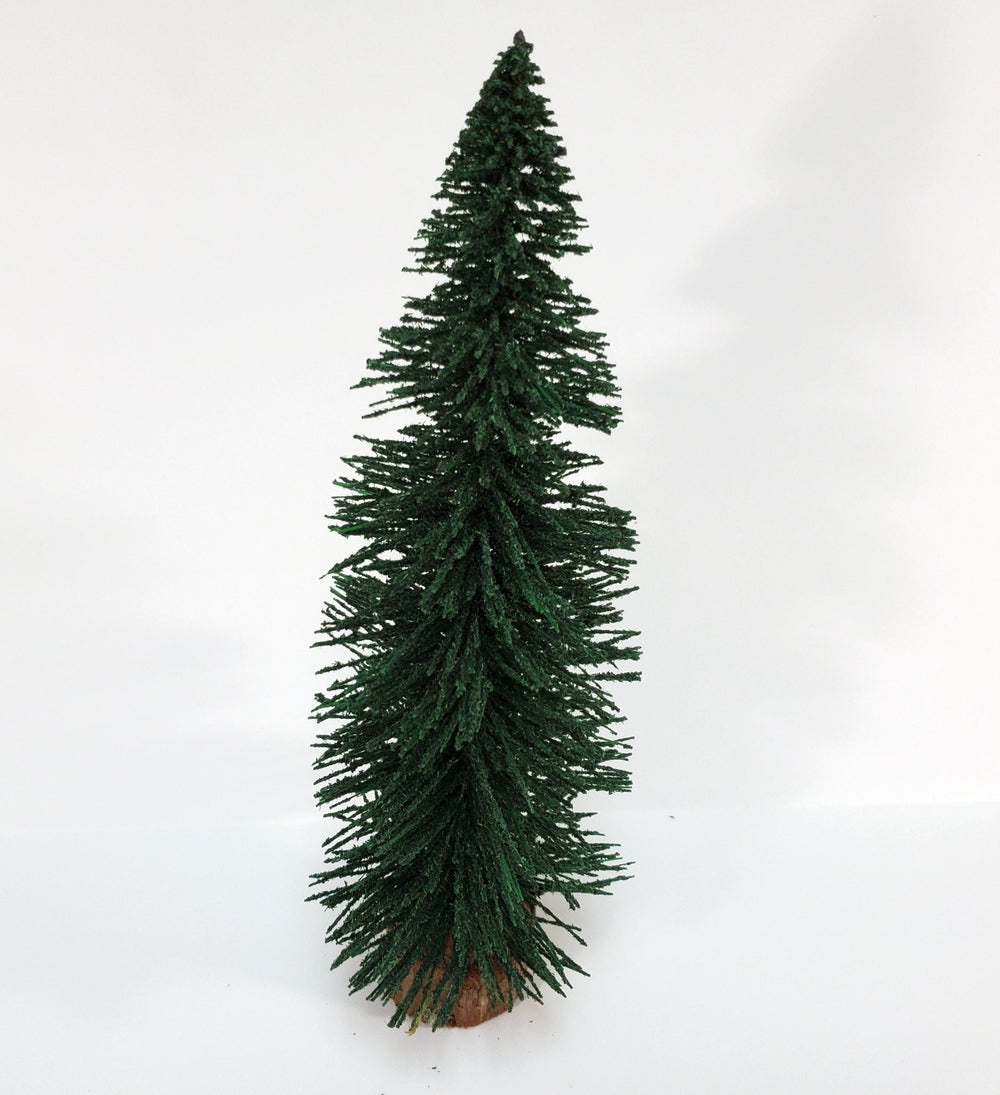 Tall Narrow Evergreen Tree on Wood Base Scenery 12" Tall Miniature Model - Miniature Crush