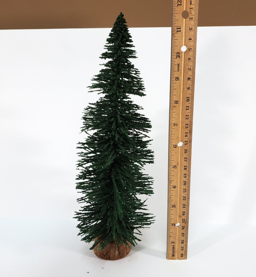 Tall Narrow Evergreen Tree on Wood Base Scenery 12" Tall Miniature Model - Miniature Crush