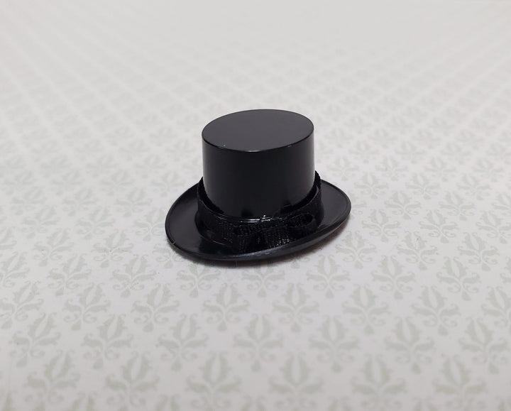 Tiny Black Top Hat Steampunk with Ribbon - Small HALF SCALE 1:24 - Miniature Crush