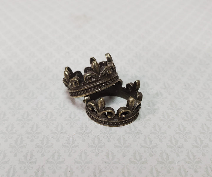 Tiny Crowns Bronze Metal Set of 2 Miniatures Jewelry Model Making Dollhouse - Miniature Crush