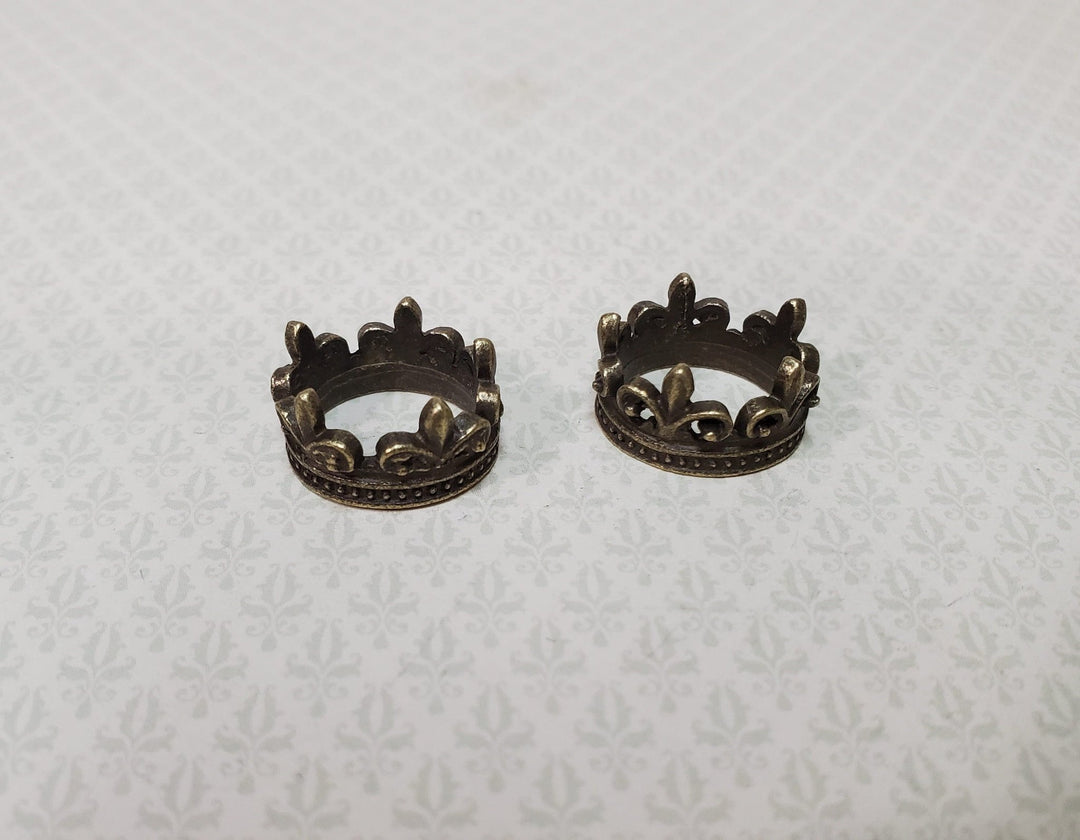 Tiny Crowns Bronze Metal Set of 2 Miniatures Jewelry Model Making Dollhouse - Miniature Crush