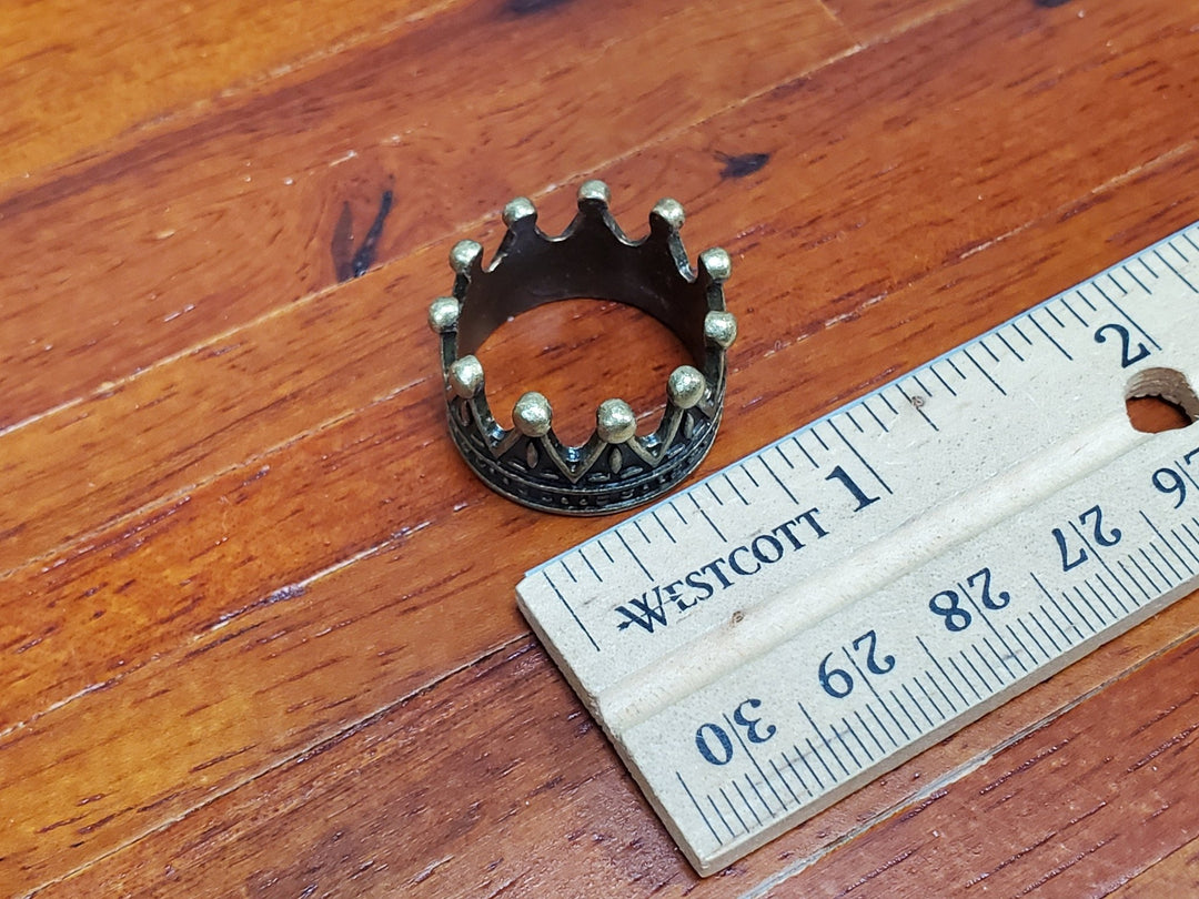 Tiny Miniature Crown Bronze Metal for Dolls Dollhouse Works with 1:12 Scale - Miniature Crush