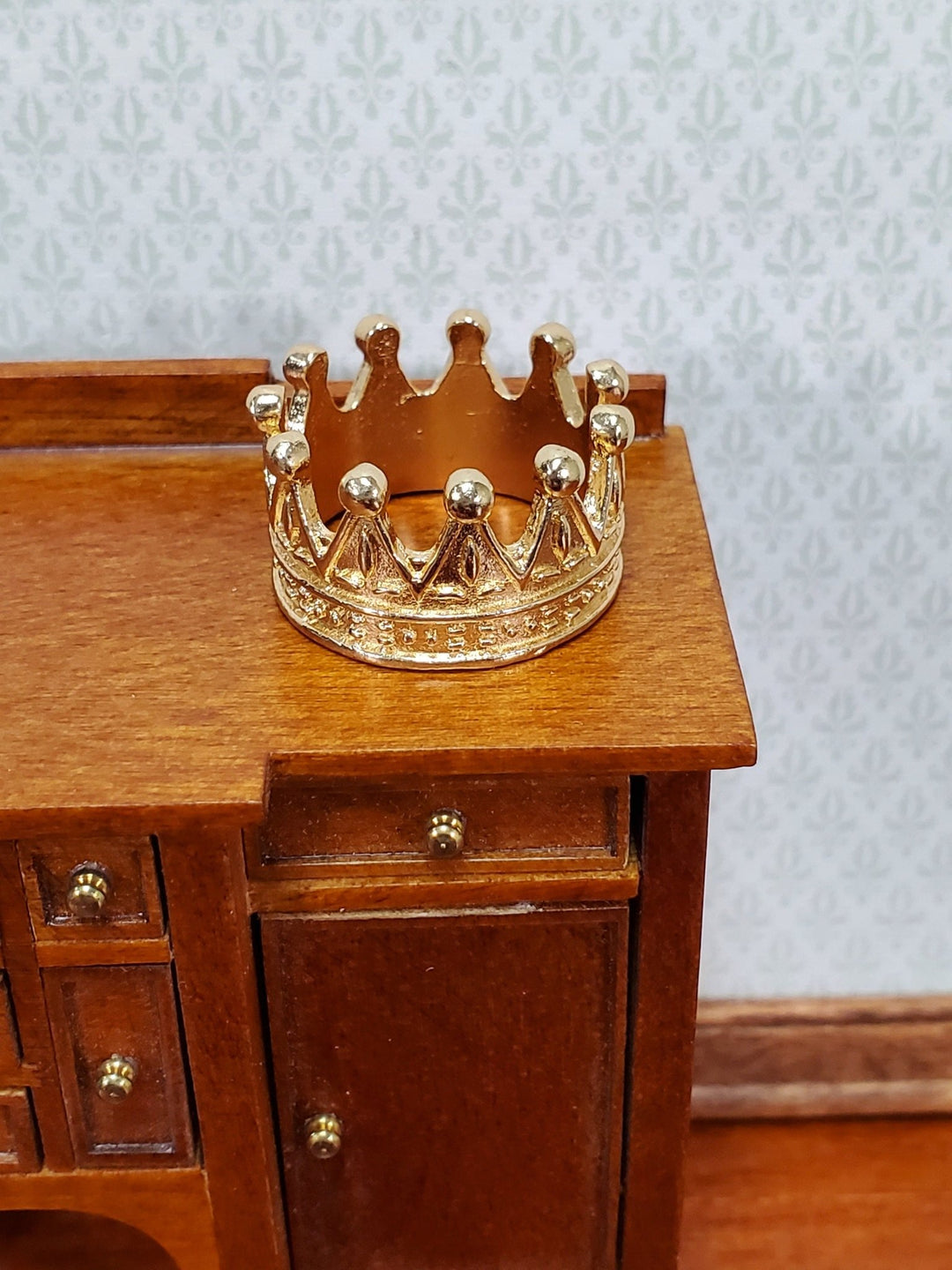 Tiny Miniature Crown Gold Metal for Dolls Dollhouse Works with 1:12 Scale Accessory - Miniature Crush