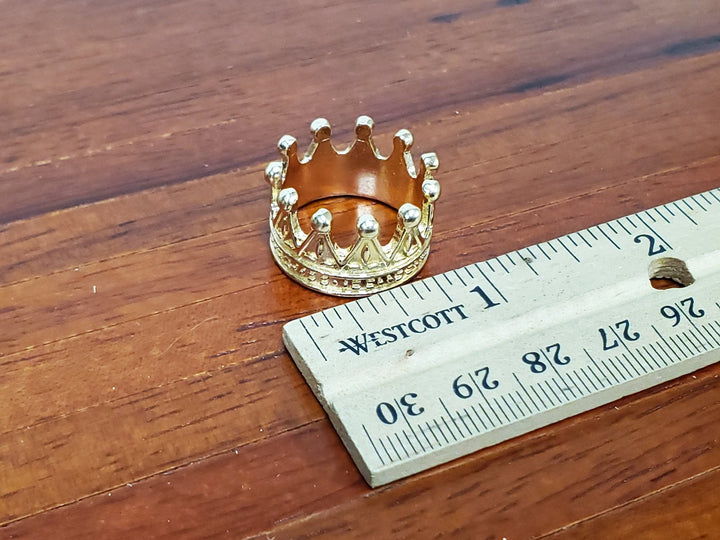 Tiny Miniature Crown Gold Metal for Dolls Dollhouse Works with 1:12 Scale Accessory - Miniature Crush