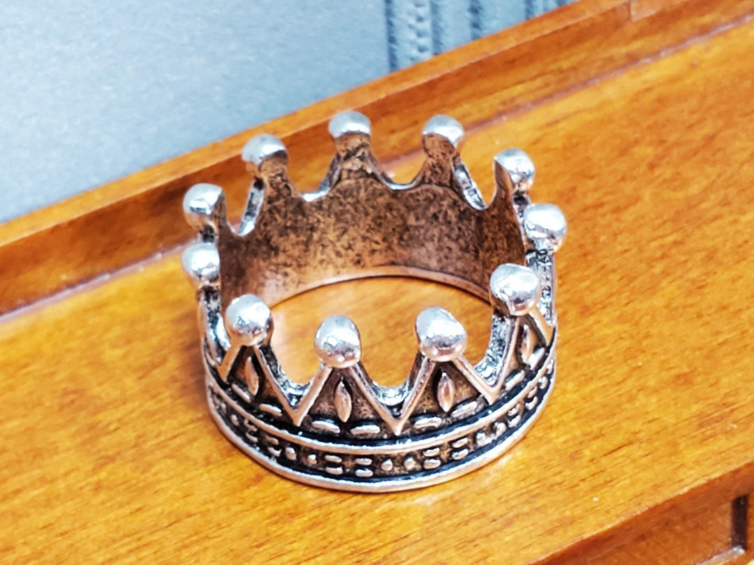 Tiny Miniature Crown Silver Metal for Dolls Dollhouse Works with 1:12 Scale - Miniature Crush