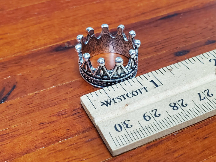 Tiny Miniature Crown Silver Metal for Dolls Dollhouse Works with 1:12 Scale - Miniature Crush