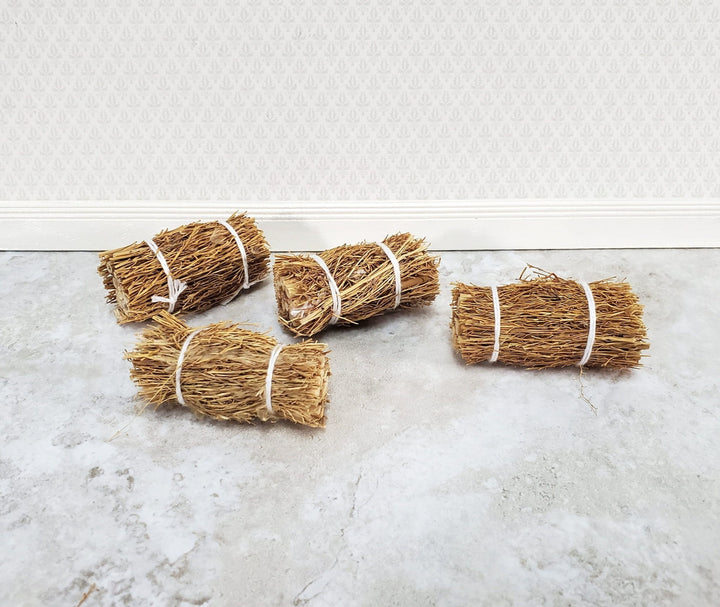 Tiny Miniature Haybales x4 Hay Stacks Straw Bales for Mini Decorating Dollhouses - Miniature Crush