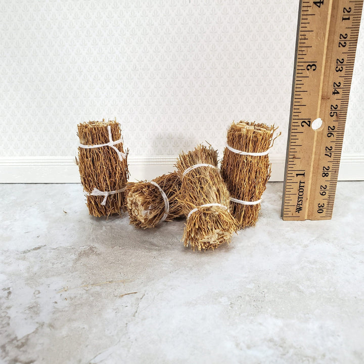 Tiny Miniature Haybales x4 Hay Stacks Straw Bales for Mini Decorating Dollhouses - Miniature Crush