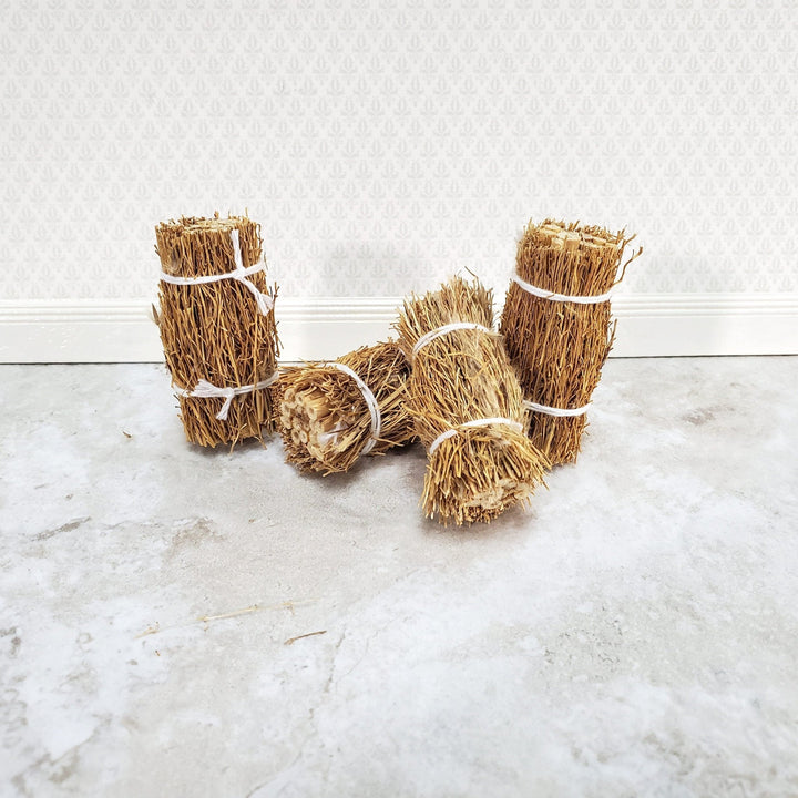 Tiny Miniature Haybales x4 Hay Stacks Straw Bales for Mini Decorating Dollhouses - Miniature Crush