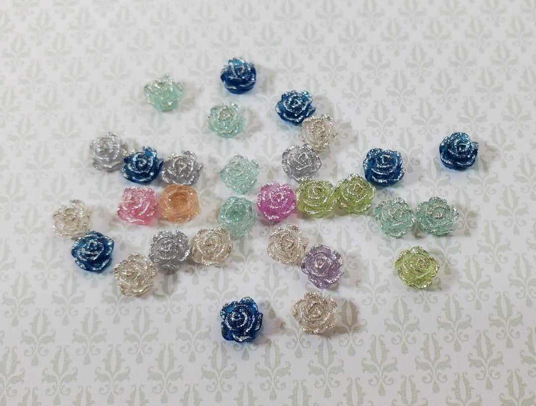 Tiny Roses Resin 3D Flat Back 30 pieces Mixed Colors 1/4" Embellishments Scrapbooking - Miniature Crush