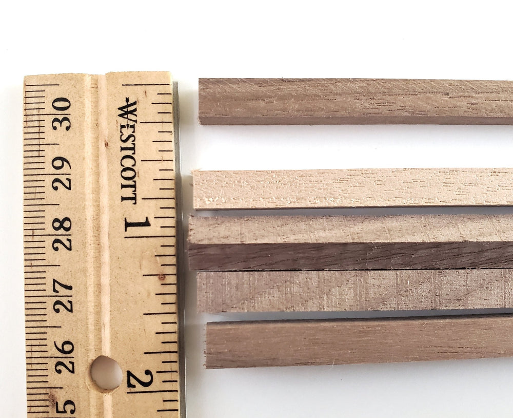 Walnut Wood Square Strips Beams Posts 5 Pieces 1/4" x 1/4" x 18" Long Crafts Models Miniatures - Miniature Crush