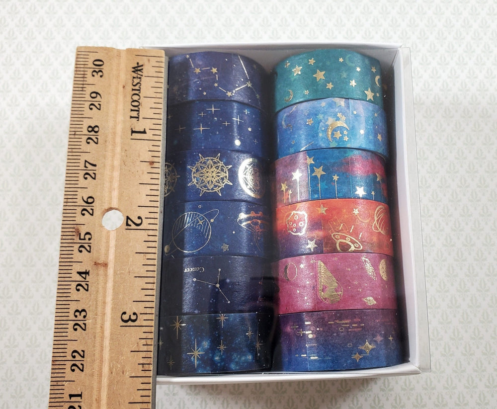 Washi Tape 12 Rolls Celestial Stars Moon Planets Scrapbooking Stamping - Miniature Crush