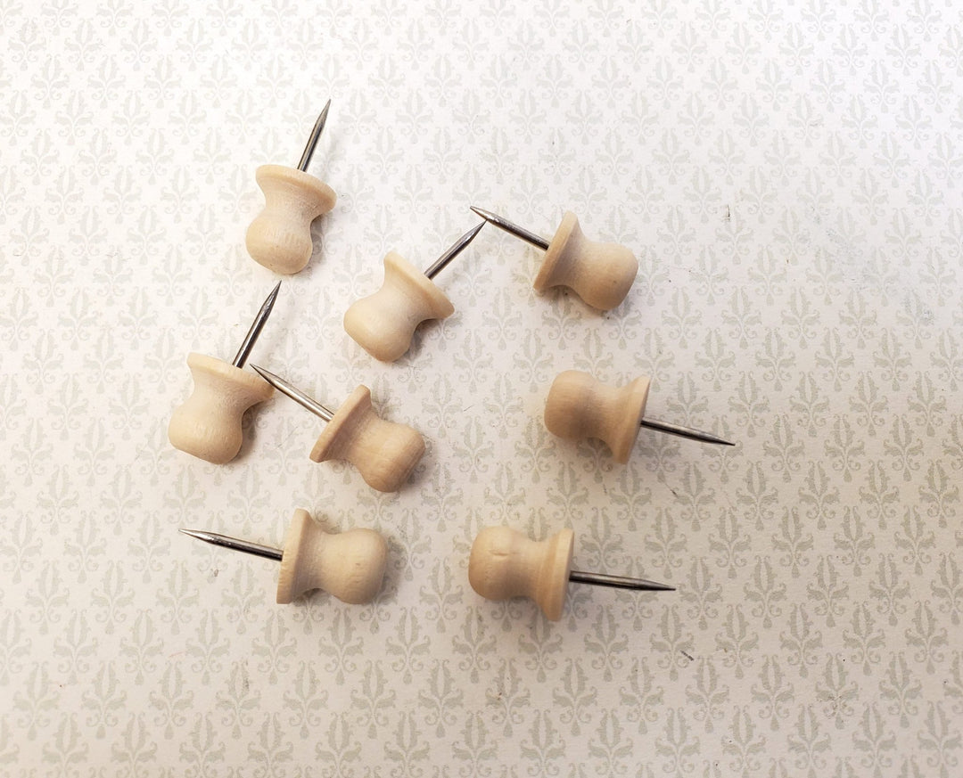 Wood Thumb Tacks Push Pins 8 Pieces Use for Dollhouse Miniature Furniture DIY - Miniature Crush