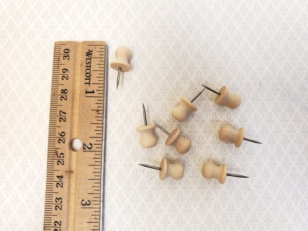Wood Thumb Tacks Push Pins 8 Pieces Use for Dollhouse Miniature Furniture DIY - Miniature Crush