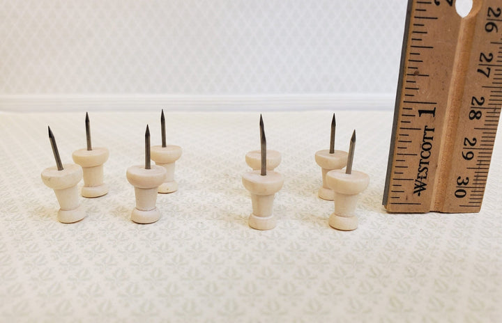 Wood Thumb Tacks Push Pins x8 Pieces Use for Dollhouse Miniature Furniture DIY - Miniature Crush